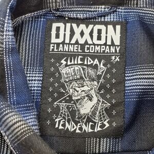 Dixxon Flannel Co Suicidal Tendencies Men's 3XL Blue Black Plaid Pearl Snap
